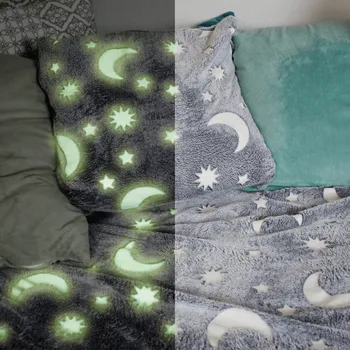 deka TEMPO-KONDELA GLOVIS TYP 1, svítící deka, šedá / vzor, 150x200 cm