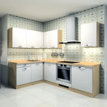 Kuchyňská linka Rohová kuchyňská linka, 180x240, dub arlington/bílá artic matná, SMILE