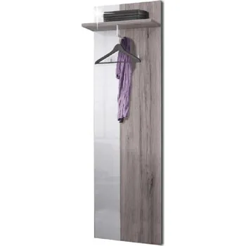 Předsíňová stěna Věšákový panel, dub Canyon / bílá extra vysoký lesk, RACHEL TYP 3