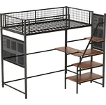 Vyvýšená postel se zábranou, 90x200, černá, NIVEN