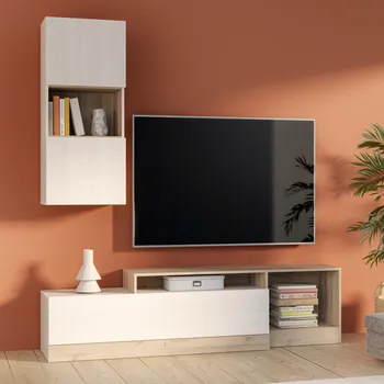 Obývací stěna Obývací stěna, dub sněžný/bílá, BODIL