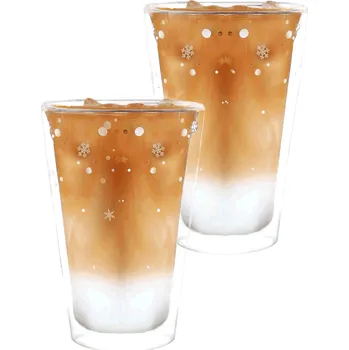 Sklenice TEMPO-KONDELA HOTCOLD TYP 34, termo sklenice, set 2 ks, s vločkami, 400 ml