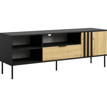 Obývací pokoj TV stolek, černá/dub artisan, RIMINA