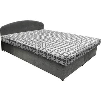 Postel Manželská postel, molitanová, šedá/vzor, ELIJAH