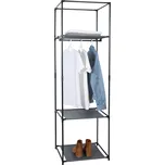 Šatníkový regál, kov / látka, černá, ALBUS