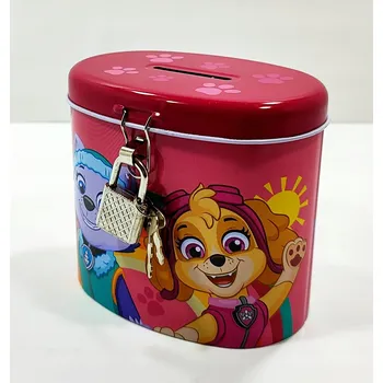 Pokladnička Tlapková patrola. KOVOVÁ POKLADNIČKA SE ZÁMEČKEM A KLÍČKY