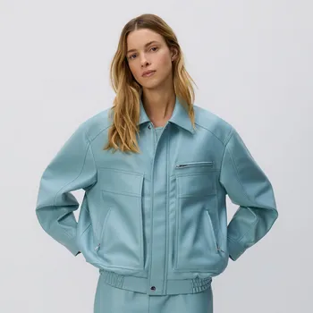 Reserved - Bunda s umělé kůže - světle modrá - 929HF-50X - 929HF-50X-S