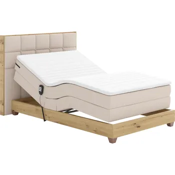 Postel Elektrická polohovací postel, boxspring, béžová/dub artisan, 120x200, TIANA