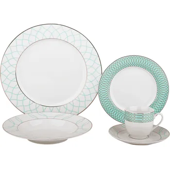 Talíř TEMPO-KONDELA DONATELLA SKY BLUE, jídelní souprava, set 20 ks, porcelán
