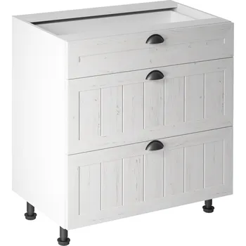 Kuchyňská skříňka Spodní skříňka se třemi šuplíky D80S3, bílá / sosna andersen, PROVANCE