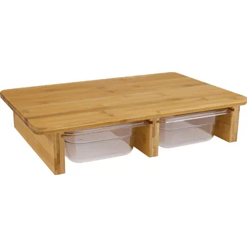 Kuchyňské prkénko Krájecí deska se zásuvkami, bambus/akryl, TAREK TYP 2