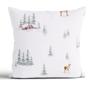 Povlak na dekorativní polštářek Vánoční bavlněný povlak na polštářek Renforcé 40 × 40 cm - Zimní les