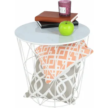 Konferenční stolek Příruční stolek, mramor/bílá, ENPLO