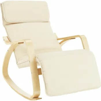 Křeslo Houpací křeslo, březové dřevo, látka krémová, SIVERT
