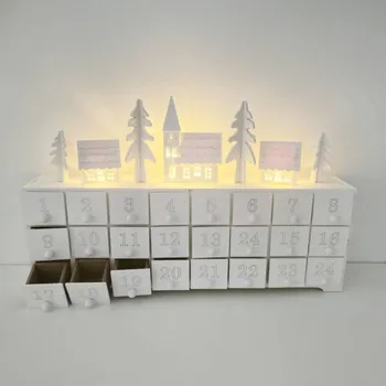 Velikonoční dekorace LED adventní kalendář dřevěný, 37,5 × 8 × 23 cm, bílá, na 2× AA