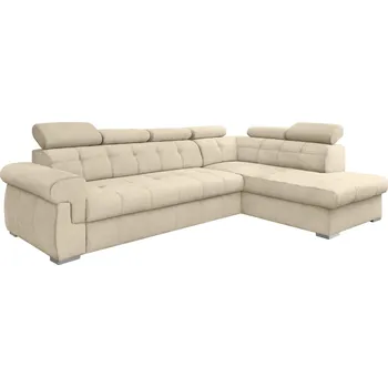 Obývací pokoj Rozkládací rohová sedací souprava, béžová/stříbrná, pravá, PRIMUS ROH NEW