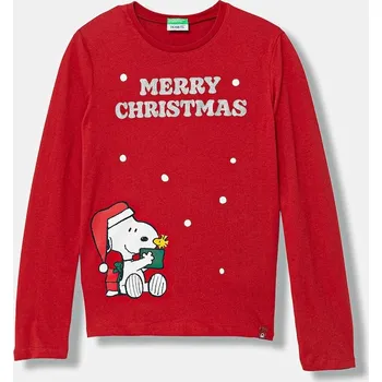 Chlapecké tričko Dětské bavlněné tričko s dlouhým rukávem United Colors of Benetton červená barva, 3ATNC10RJ 3ATNC10RJ.G.Seasonal 33X, vel. 140