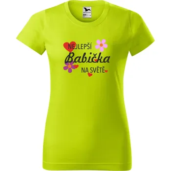 Dámské tričko s potiskem Nejlepší babička na světě Barva: LIMETKOVÁ, Velikost: XS