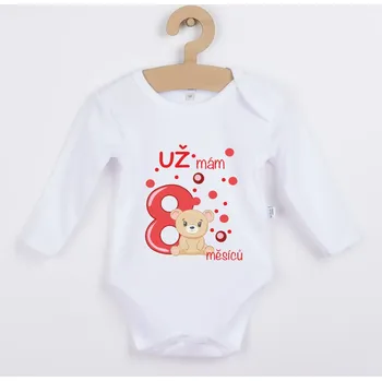 Dětské body s medvídkem - Už mám 8 měsíců Barva: ČERVENÁ, Velikost: 86