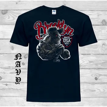 Pánské tričko panske-levne-bavlnene-vtipne-tricko-potisk-Brooklynsky-boss Barva: Navy - tmavě modrá, velikost: XXL