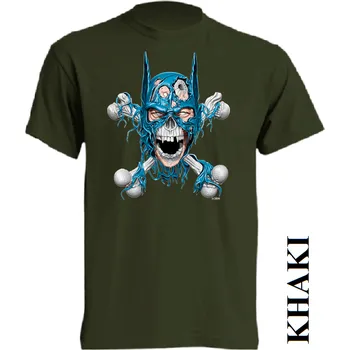 Pánské tričko levne-bavlnene-tricko-potisk-batman-lebka Barva: Khaki, velikost: S