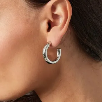 Náušnice Kvalitně zpracované, elegantní kruhové náušnice stříbrné barvy, 3 cm, č. 1527