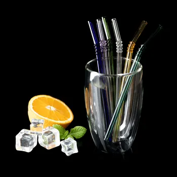 Sklenice Skleněné slámky + kartáček, set 6 ks, mix barev, HOTCOLD TYP 19
