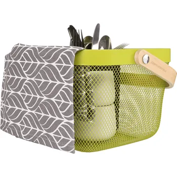 TEMPO-KONDELA KITEN TYP 4, kovový košík s rukojetí, zelená