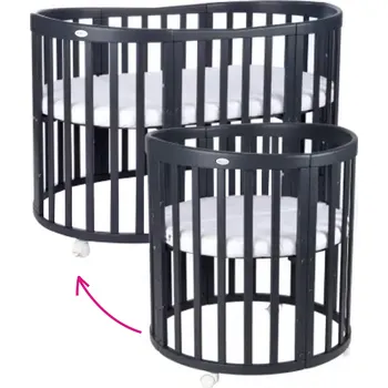 Dětská postýlka Dětská rostoucí oválná postýlka s matrací 7v1, grafit, NIKO