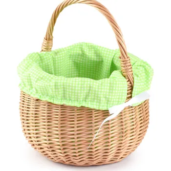Košíček proutěný kulatý s látkou