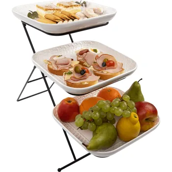 Třípatrový etažér, bílá / černá, DEDRA