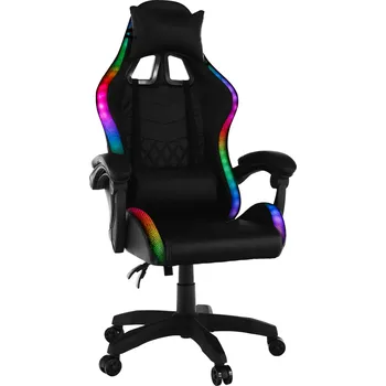 Kancelářské / herní křeslo s RGB LED podsvícením, černá, MAFIRO