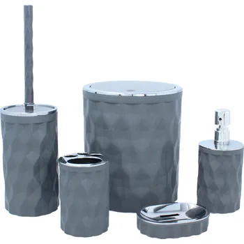 Sada koupelnových doplňků Sada koupelnových doplňků, 5 dílná, šedá, RABER