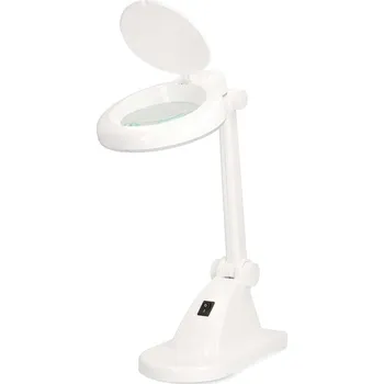 Lampička Nedis MAGLE1WT Stolní lampička, LED, 6W, 400lm, 6500K, s lupou, 90mm čočka, 3+12 dioptrie, 1,75× zvětšení, bílá MAGLE1WT