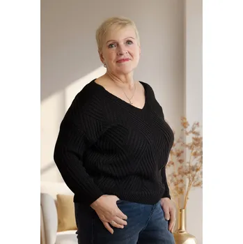 Dámský svetr Italy fashion Elegantní svetr MOHAN Barva: Černá, Velikost: UNI: L-3XL