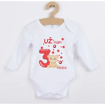 Kojenecký body Dětské body s medvídkem - Už mám 3 měsíce Barva: ČERVENÁ, Velikost: 56