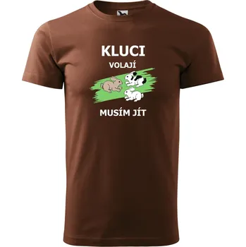 Pánské tričko Pánské tričko s motivem Kluci volají musím jít Barva: HNĚDÁ, Velikost: XS