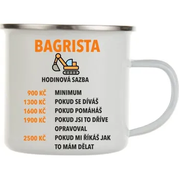 Plechový hrnek Hodinová sazba Bagrista