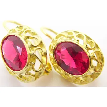 Náušnice Klenoty Budín Dámské velké zlaté klasické náušnice s velkými červenými rubíny ryz. 585/2,81gr 236040434 (Klenoty Budín Dámské velké zlaté klasické náušnice s velkými červenými rubíny ryz. 585/2,81gr 236040434)