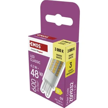 Žárovka EMOS LED žárovka Classic JC / G9 / 4,3 W (48 W) / 600 lm / t
