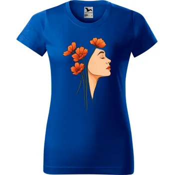 Dámské tričko s motivem květin Barva: Modrá, Velikost: 3XL