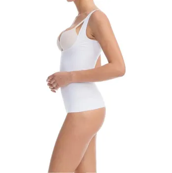 Dámské stahovací prádlo FarmaCell Zeštíhlující košilka s otevřeným poprsím tvarující bříško a boky - bílá Velikost: S