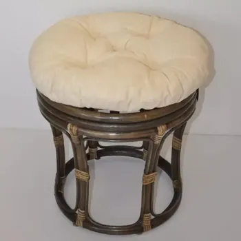 Taburet Ratanová taburetka velká hnědá polstr béžový melír - SLEVA 3% s kodem radost25