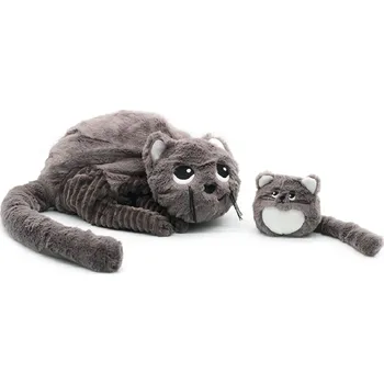 plyšák Ptipotos Plyšová kočka Miaou hnědá (máma s miminkem) 32 cm