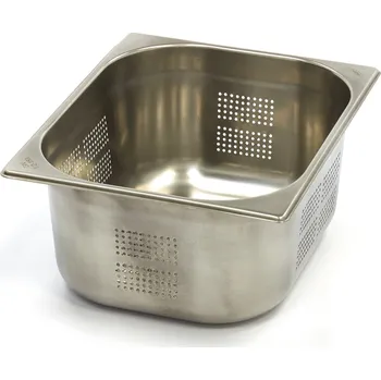 Dóza na potraviny Gastronádoba 1/2 GN – perforovaná – hloubka 15 cm – 32,5 x 26,5 cm – nerezová ocel