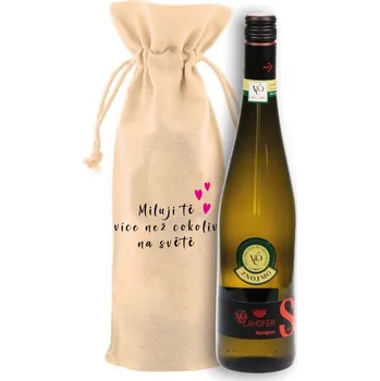 Víno Plátěný pytlík s vínem - Miluji tě, více než cokoliv na světě Víno: Sauvignon 2024 - Lahofer