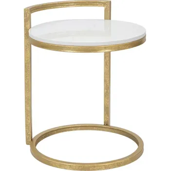 Konferenční stolek Odkládací stolek Round Marble zlatý