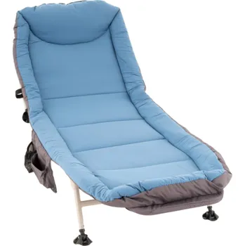 Zahradní lehátko Kempingové lehátko s polštářem, modro-šedé