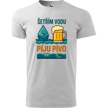 Pánské tričko - Šetřím vodu piju pivo Barva: SVĚTLE ŠEDÁ, Velikost: 5XL