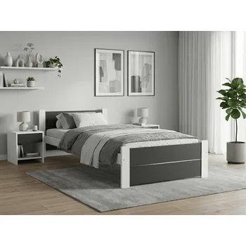 Postel Postel IKAROS DOUBLE 90 x 200 cm, antracit/bílá Rošt: Bez roštu, Matrace: Bez matrace